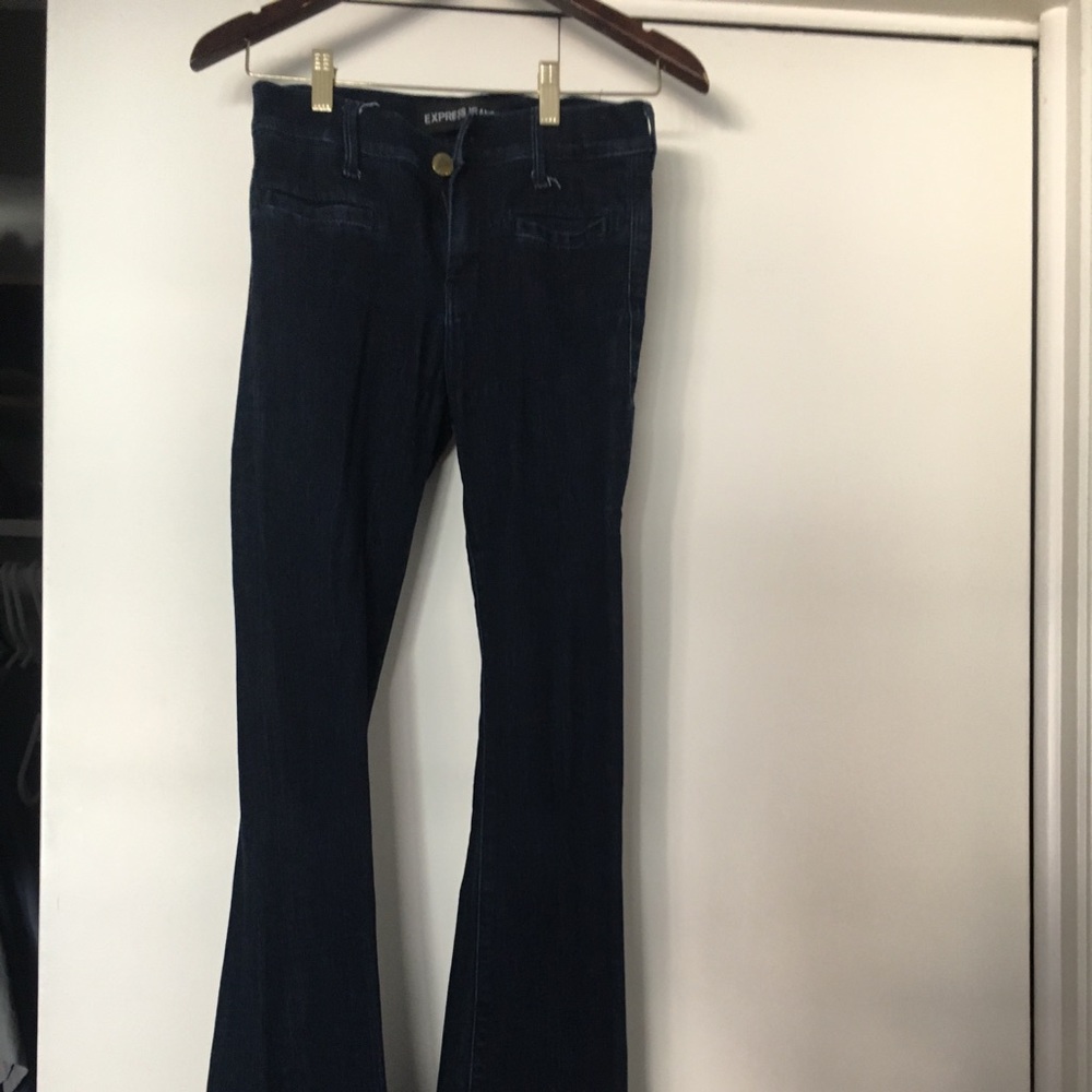 Dark wash Express flare jeans